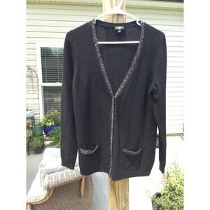Talbots Wool Cardigan Sweater Size LP Large Petite Beaded Lambswool Whimsygoth